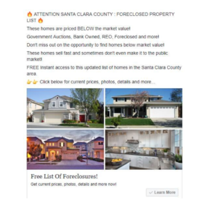 Real Estate Foreclosure Facebook Ads