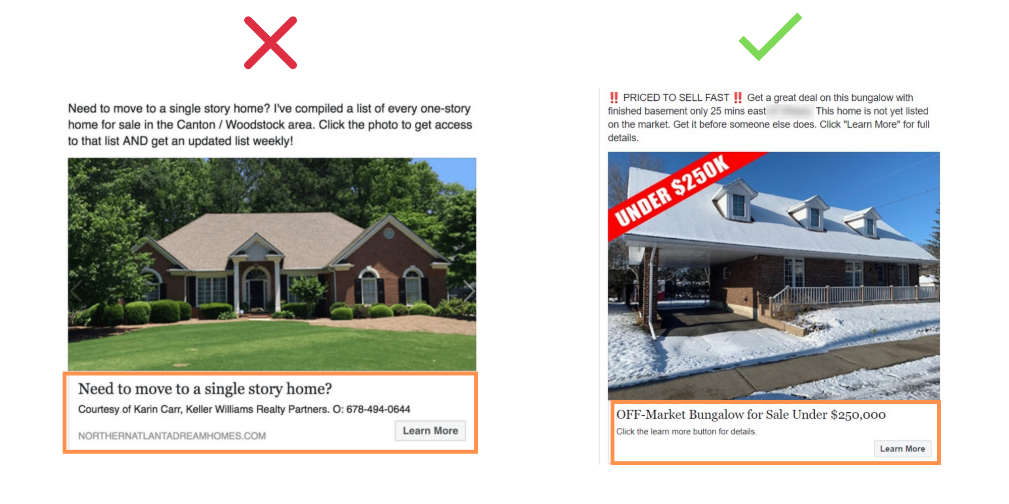 Good and Bad Real Estate Facebook Ads Examples