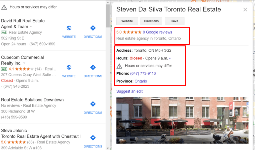 google my business page for realtors