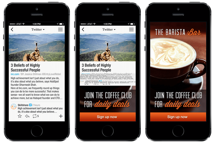 in-app native advertising example 