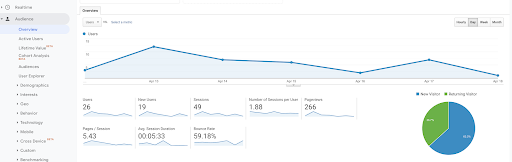 Google analytics interface 